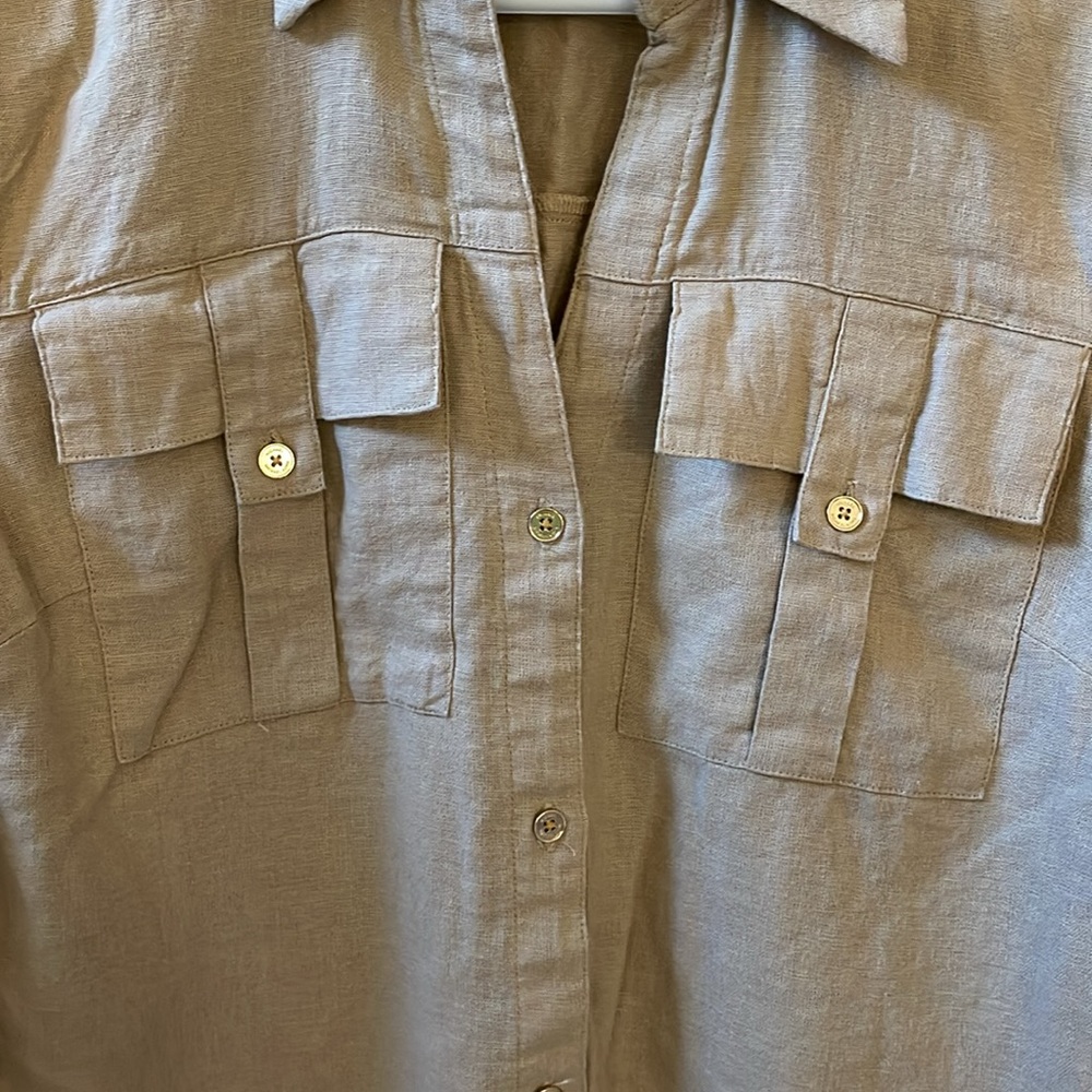 Michael Kors Linen Blend 3/4 Cuff Sleeve Blouse Sz S - Picture 5 of 12